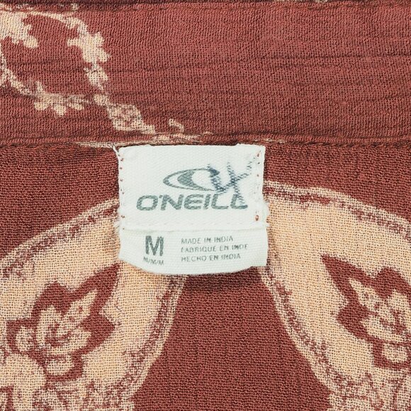 ONeill Shirt Womens Medium Red Pink Henley Tunic Loose Flowy Boho Hippie Fairy - Picture 3 of 8